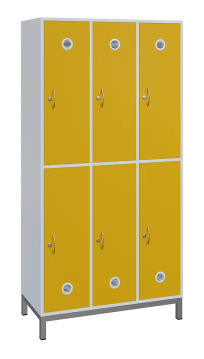 SBS-2233 šatní skříň 6-boxová, 1800x900x400 mm, kovové nohy, korpus bílý, dvířka žlutá odio SBS-2233 šatní skříň 6-boxová, 1800x900x400 mm, kovové nohy, korpus bílý, dvířka žlutá odio